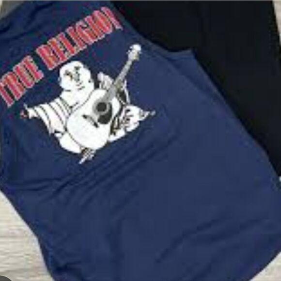 True Religion JV7 Relaxed Fit Vest Tank- Navy - Picture 2 of 5